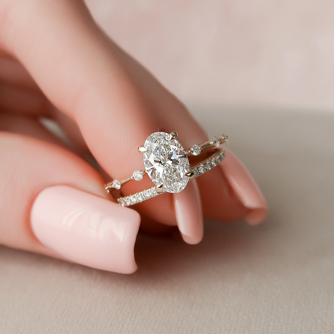 Marquise Cut Cluster Styled Lab Grown Bridal Ring Set