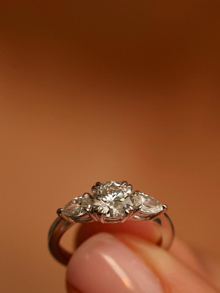 Marquise Cut Cluster Styled Lab Grown Diamond Engagement Ring