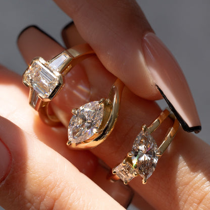 2 CT Round Three Stones Lab Grown Diamond Engagement Ring