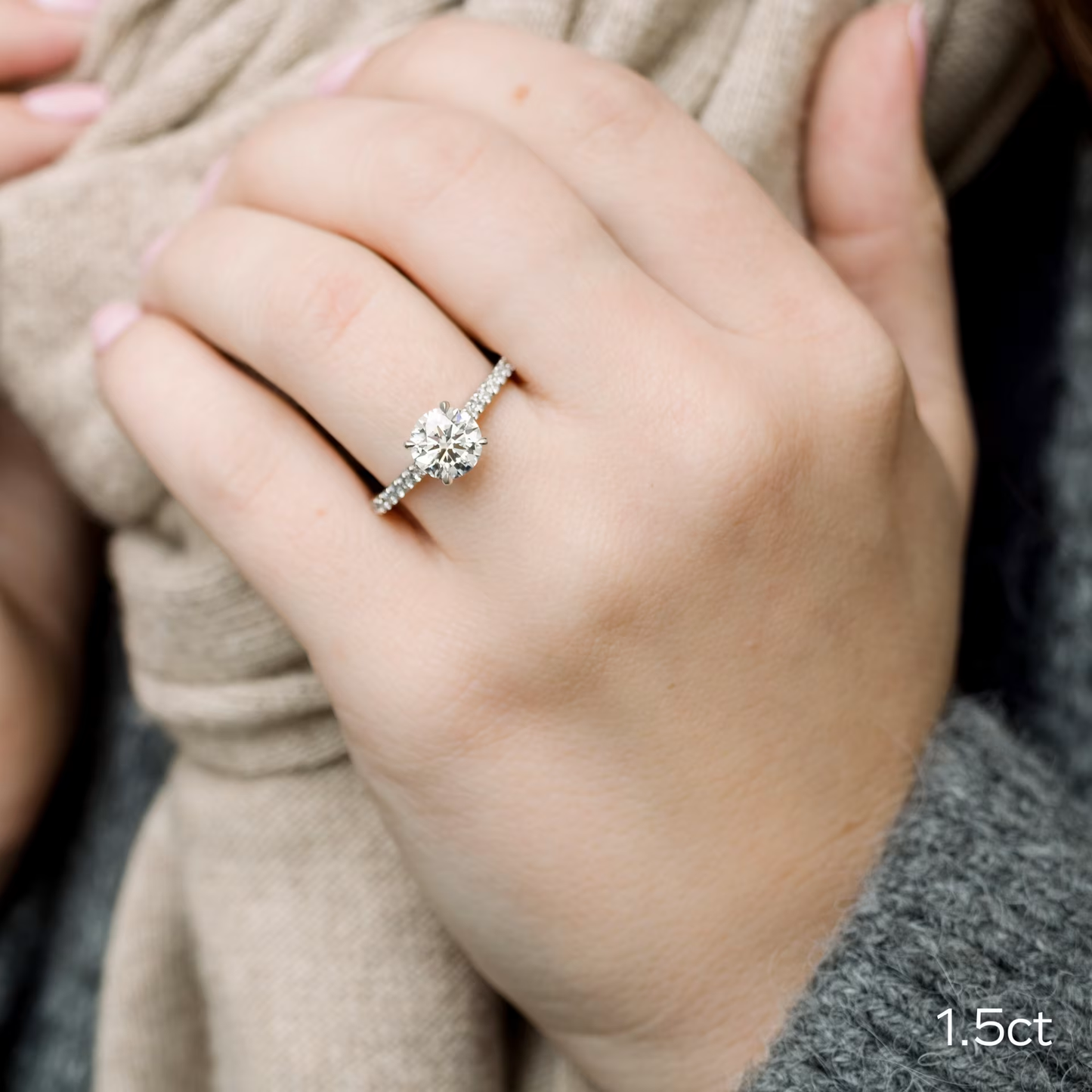 Marquise Cut Cluster Styled Lab Grown Diamond Engagement Ring