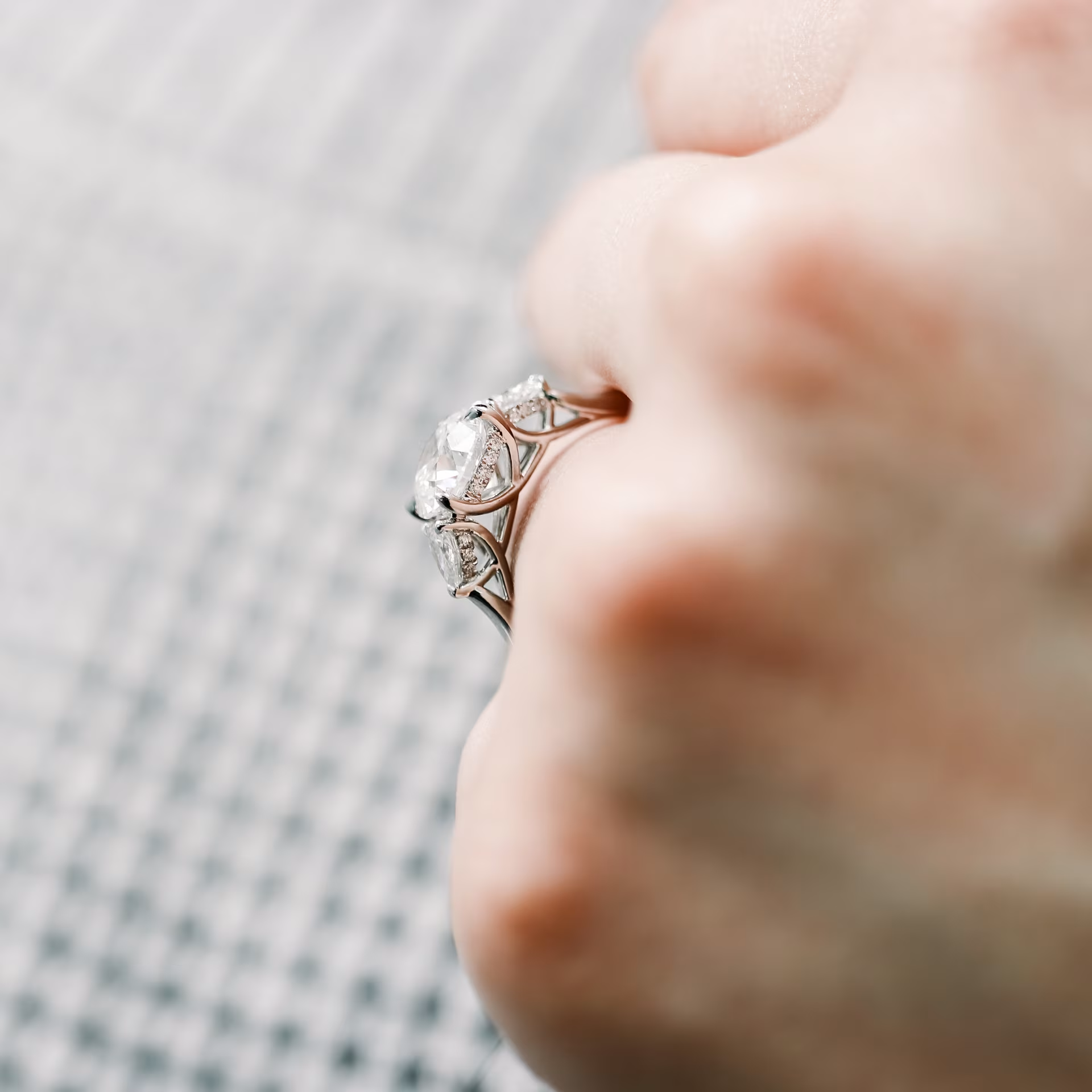 Marquise Cut Cluster Styled Lab Grown Diamond Engagement Ring