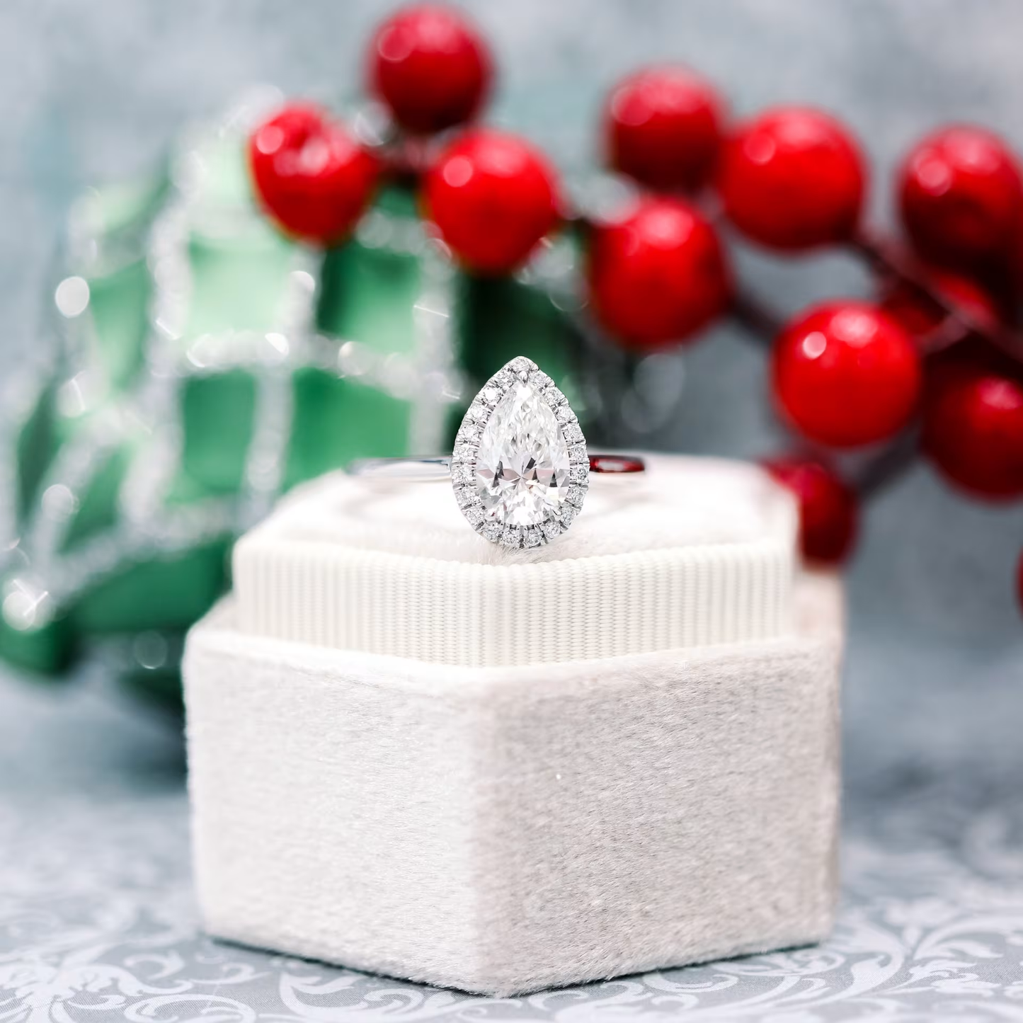 Marquise Cut Cluster Styled Lab Grown Diamond Engagement Ring