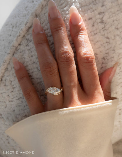 1 CT Marquise Swirl East West Solitaire Lab Grown Engagement Ring