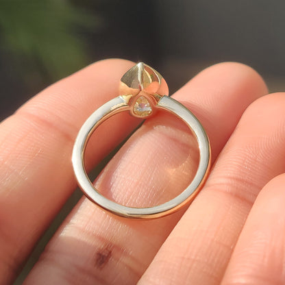 Pear Bezel Solitaire Lab Grown Diamond Engagement Ring