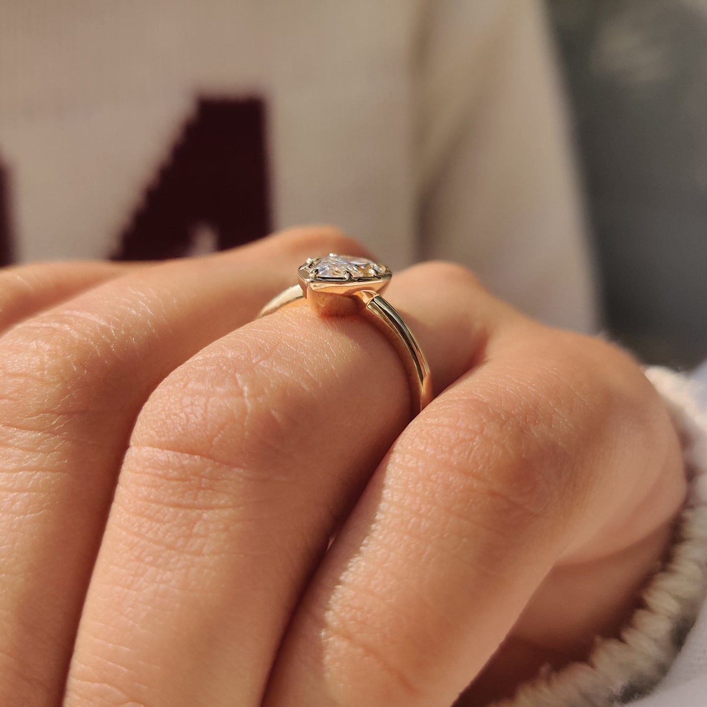 Pear Bezel Solitaire Lab Grown Diamond Engagement Ring