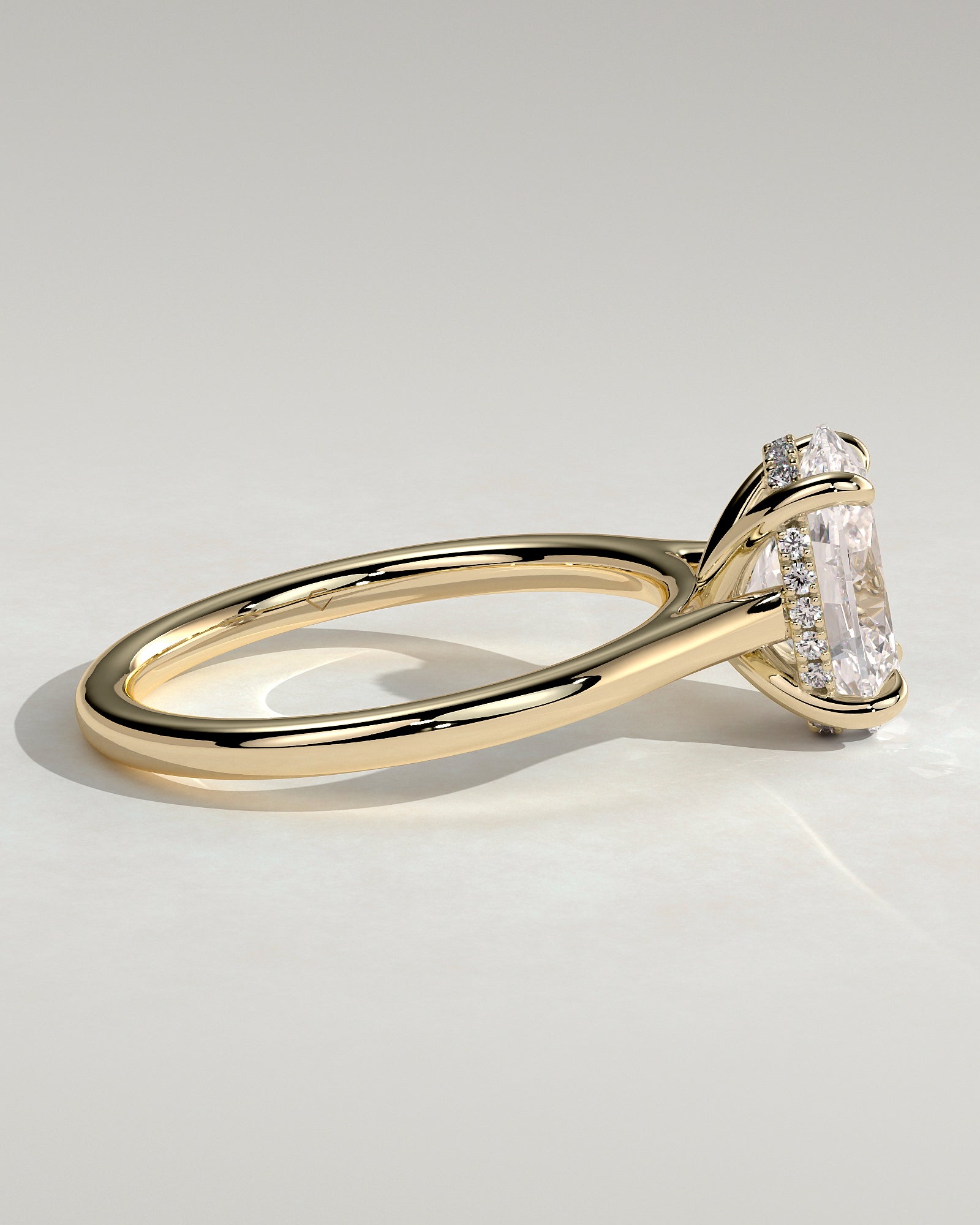 Oval Hidden Halo & Cathedral Lab Grown Diamond Engagement Ring
