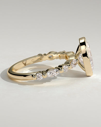 Oval Pave & Bezel Lab Grown Diamond Engagement Ring