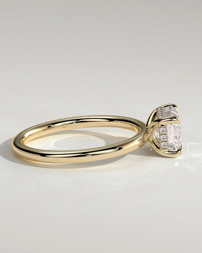 Emerald East West Hidden Halo Lab Grown Diamond Engagement Ring