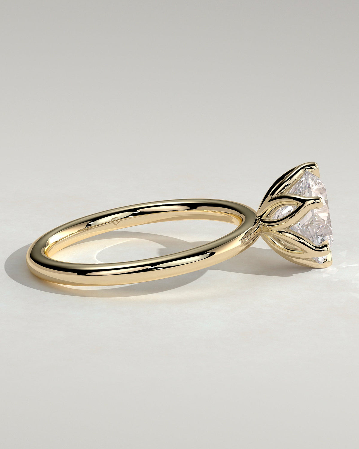 Round Claw Prong Solitaire With Petal Gallery Lab Grown Diamond Engagement Ring