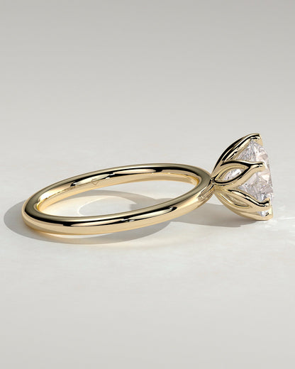 Round Claw Prong Solitaire With Petal Gallery Lab Grown Diamond Engagement Ring