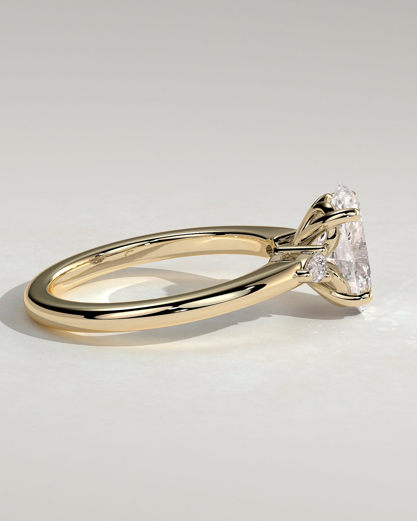 Oval Three Stones Lab Grown Diamond Engagement Ring