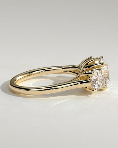 Round Three Stones With Trellis Gallery Lab Grown Diamond Engagement Ring