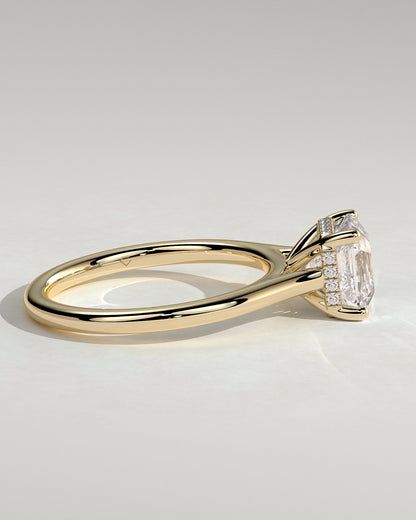 Asscher Hidden Halo & Cathedral Lab Grown Diamond Engagement Ring