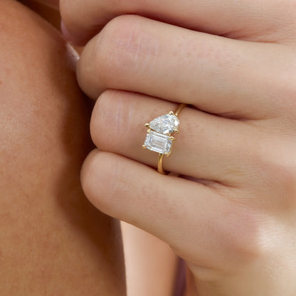 2 CT Round Three Stones Lab Grown Diamond Engagement Ring