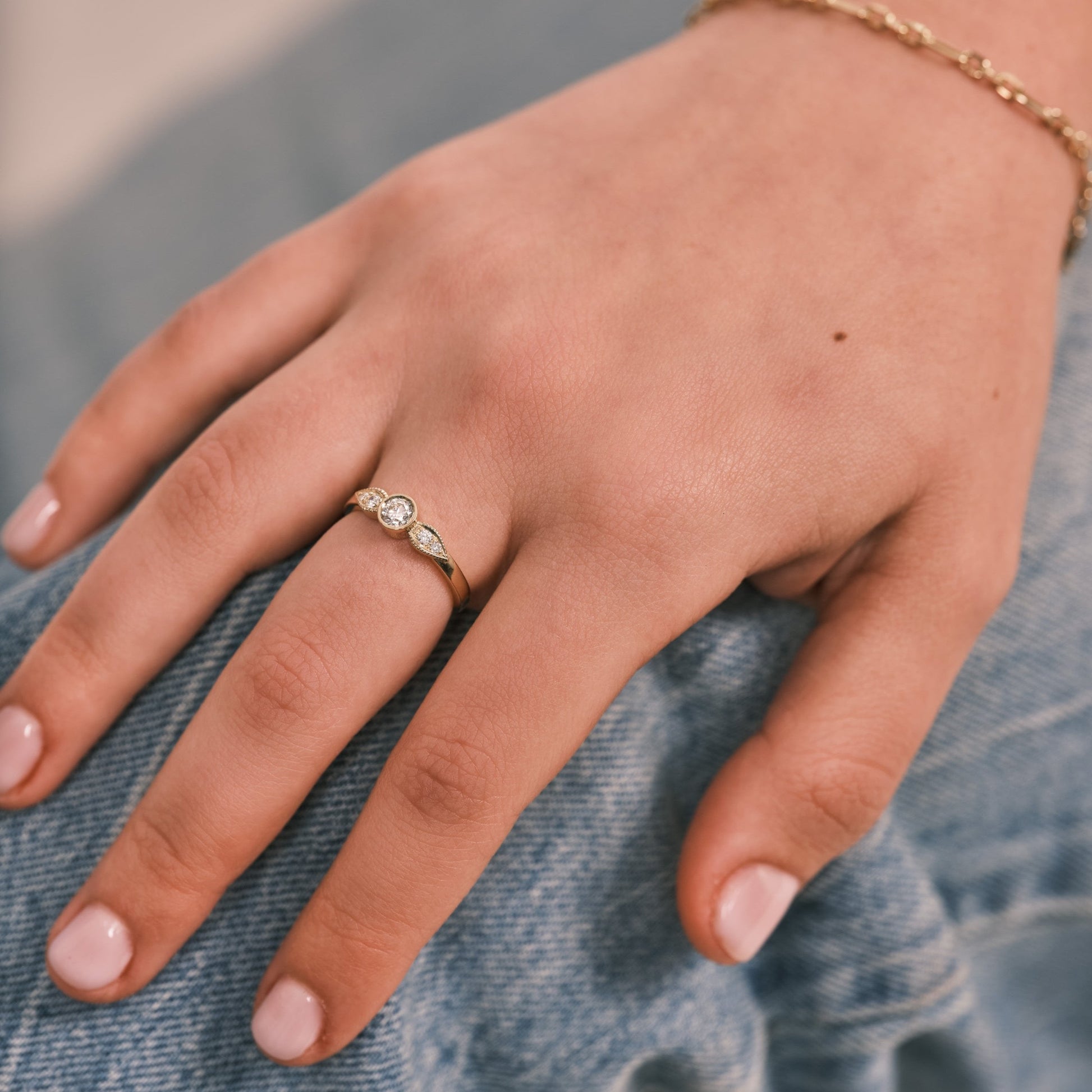 2 CT Round Three Stones Lab Grown Diamond Engagement Ring