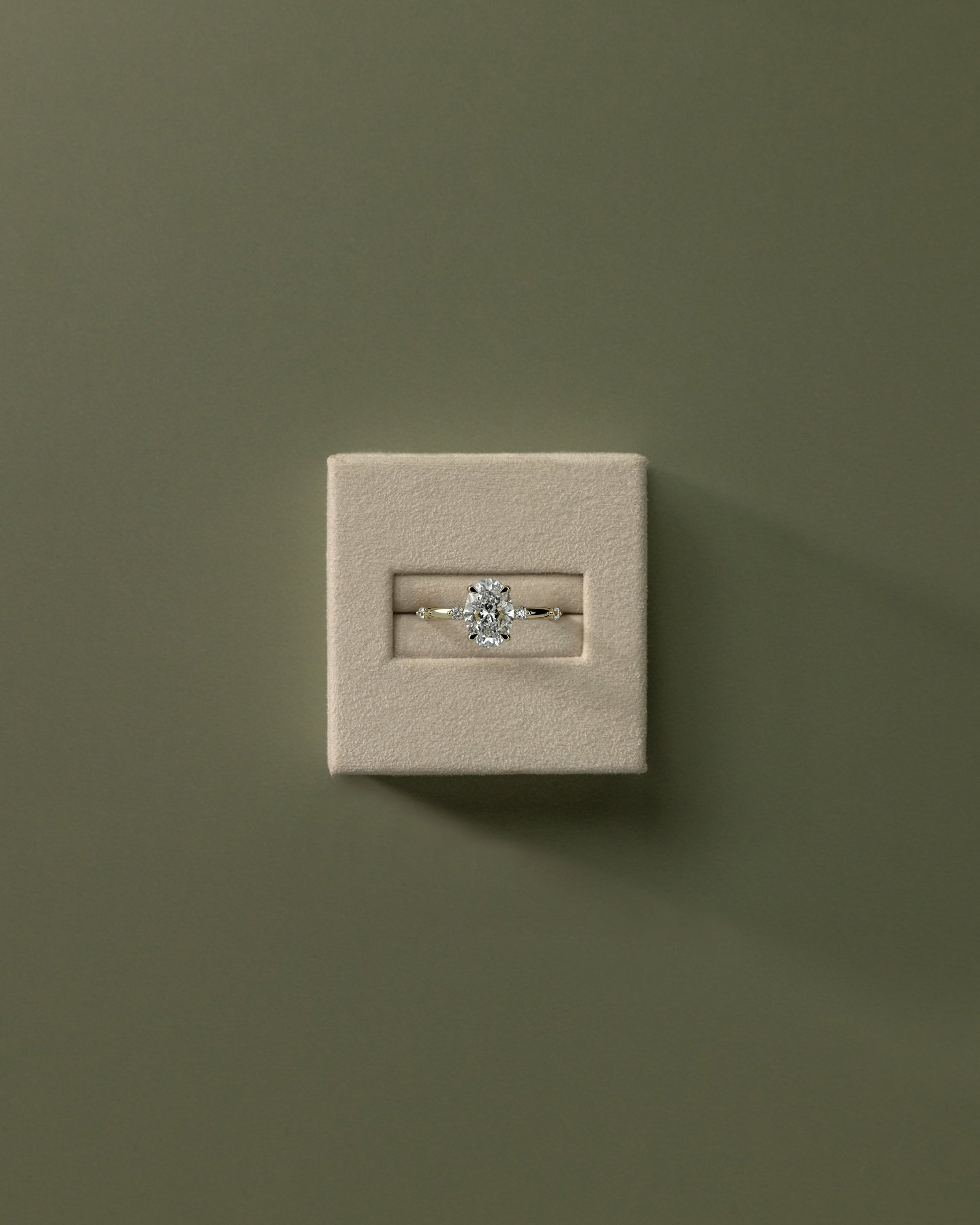 Oval Dainty Pave & Hidden Halo Lab Grown Diamond Engagement Ring