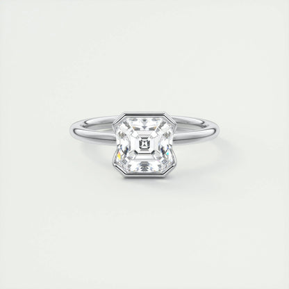 2.03 CT Asscher Half Bezel Solitaire Moissanite Engagement Ring 1