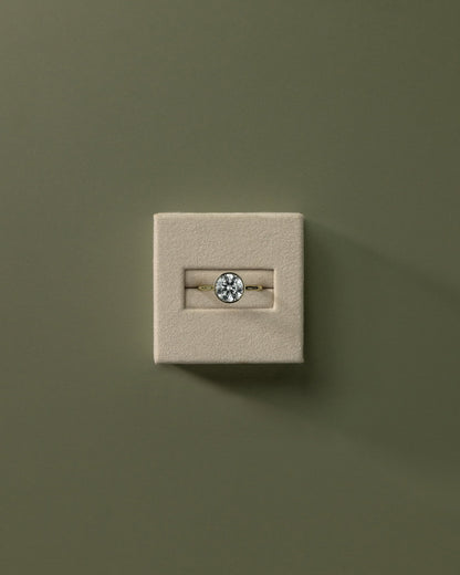 Round Bezel Solitaire Lab Grown Diamond Engagement Ring