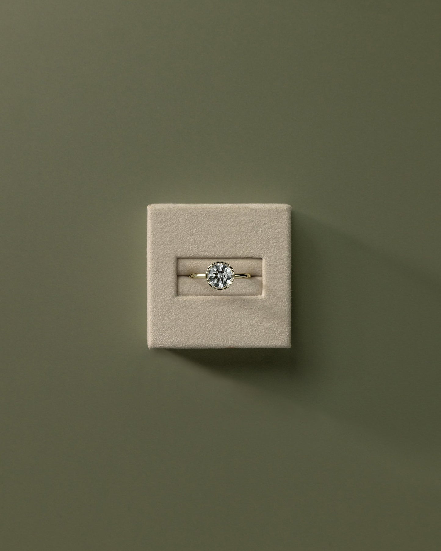 Round Bezel Solitaire Lab Grown Diamond Engagement Ring