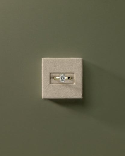Elongated Cushion Hidden Halo Lab Grown Diamond Engagement Ring