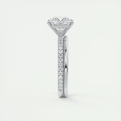 2.08 CT Princess Solitaire Pave Moissanite Engagement Ring 5