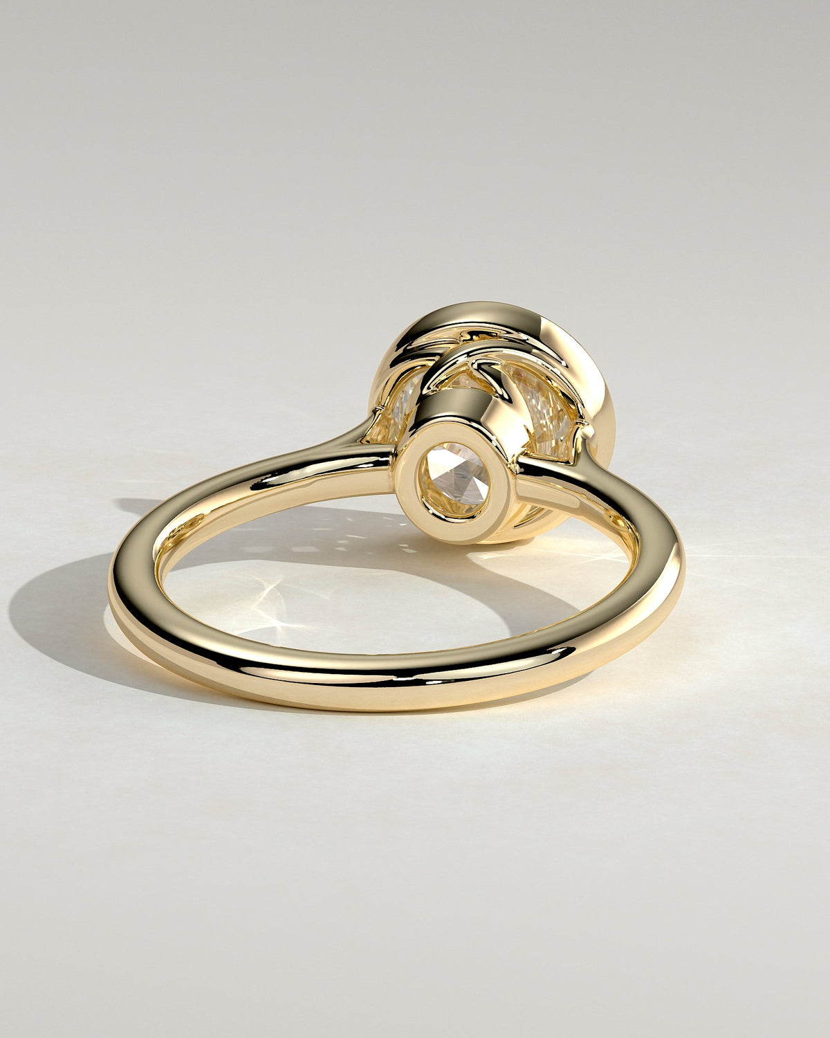 Round Bezel Solitaire & Cathedral Lab Grown Diamond Engagement Ring