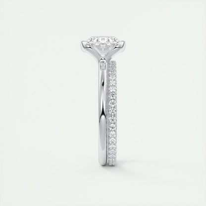 1.91 CT Oval Half Bezel Solitaire Moissanite Engagement Ring 5
