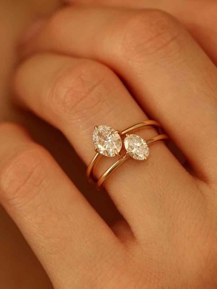 Marquise Cut Cluster Styled Lab Grown Diamond Engagement Ring