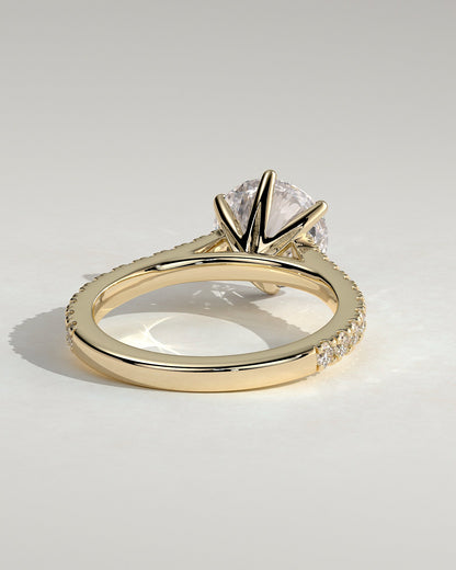 Round Pave and Cathedral Lab Grown Diamond Engagement Ring
