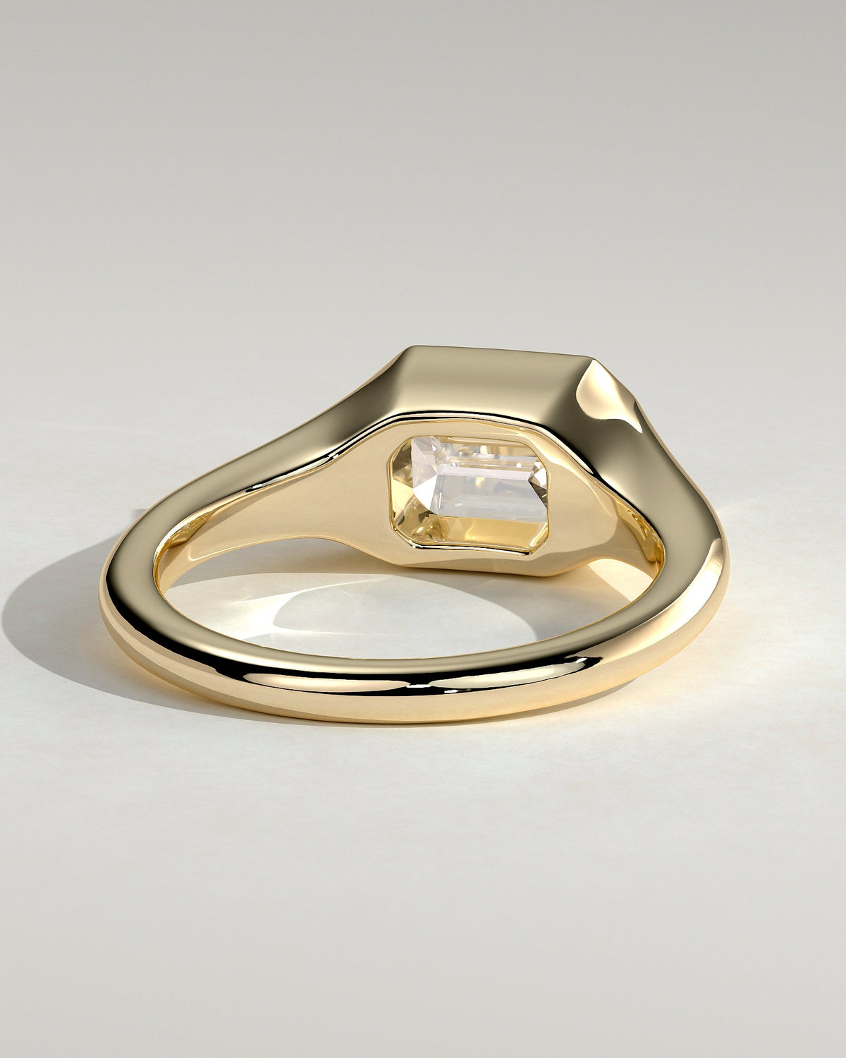 Emerald Signet Solitaire Lab Grown Diamond Engagement Ring