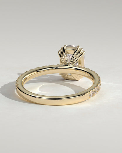 Elongated Cushion Pave and Triple Prongs Lab Grown Diamond Engagement Ring