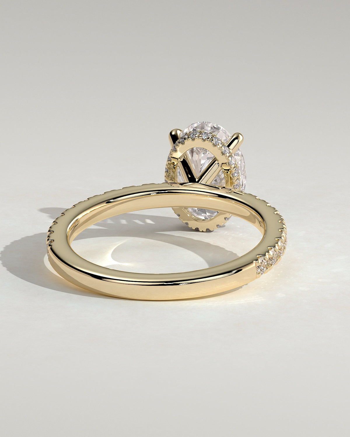 Oval Hidden Halo and Pave Lab Grown Diamond Engagement Ring