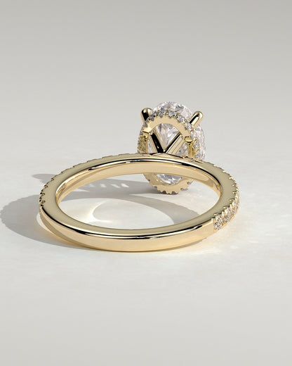 Oval Hidden Halo and Pave Lab Grown Diamond Engagement Ring