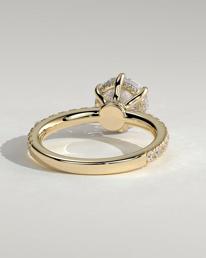 Round Hidden Halo and Pave Lab Grown Diamond Engagement Ring