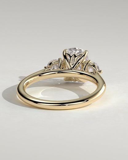 Elongated Cushion Three Stones Lab Grown Diamond Engagement Ring