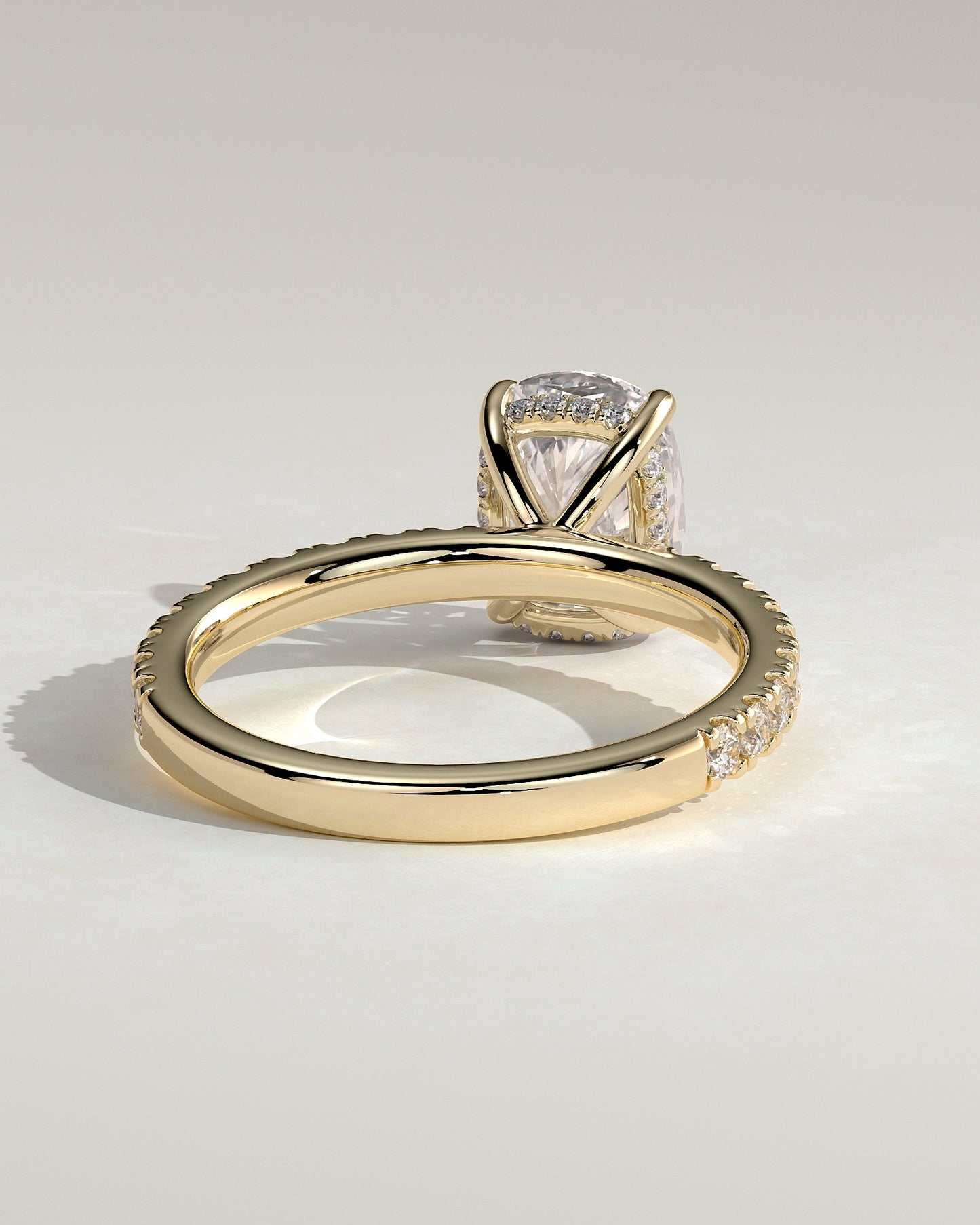 Elongated Cushion Hidden Halo and Pave Lab Grown Diamond Engagement Ring