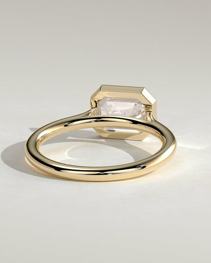 Emerald East West Solitaire Lab Grown Diamond Engagement Ring