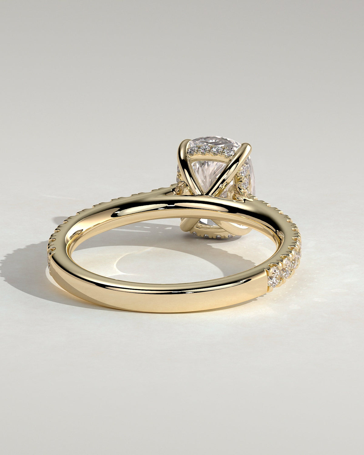 Elongated Cushion Pave & Hidden Halo Lab Grown Diamond Engagement Ring