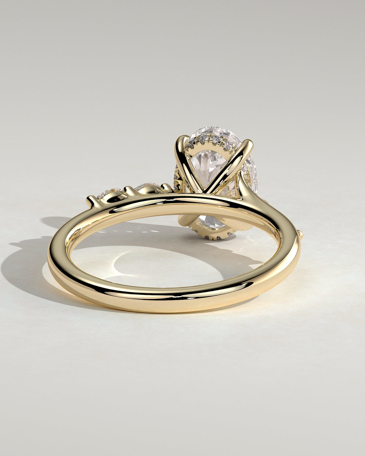Oval Hidden Halo and Pave Lab Grown Diamond Engagement Ring