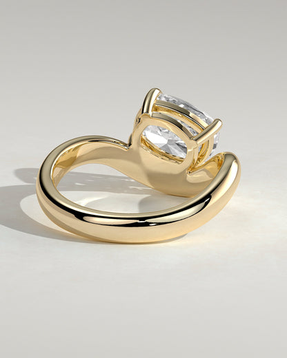 Elongated Cushion Swirl Solitaire Lab Grown Diamond Engagement Ring