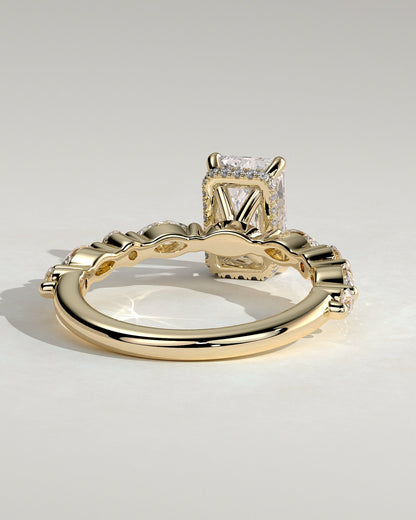 Radiant Hidden Halo and Pave Lab Grown Diamond Engagement Ring