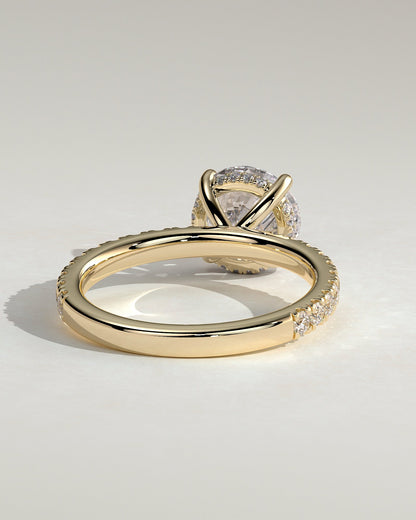 Round Hidden Halo and Pave Lab Grown Diamond Engagement Ring