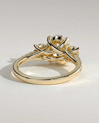Oval Three Stones and Pave Lab Grown Diamond Engagement Ring