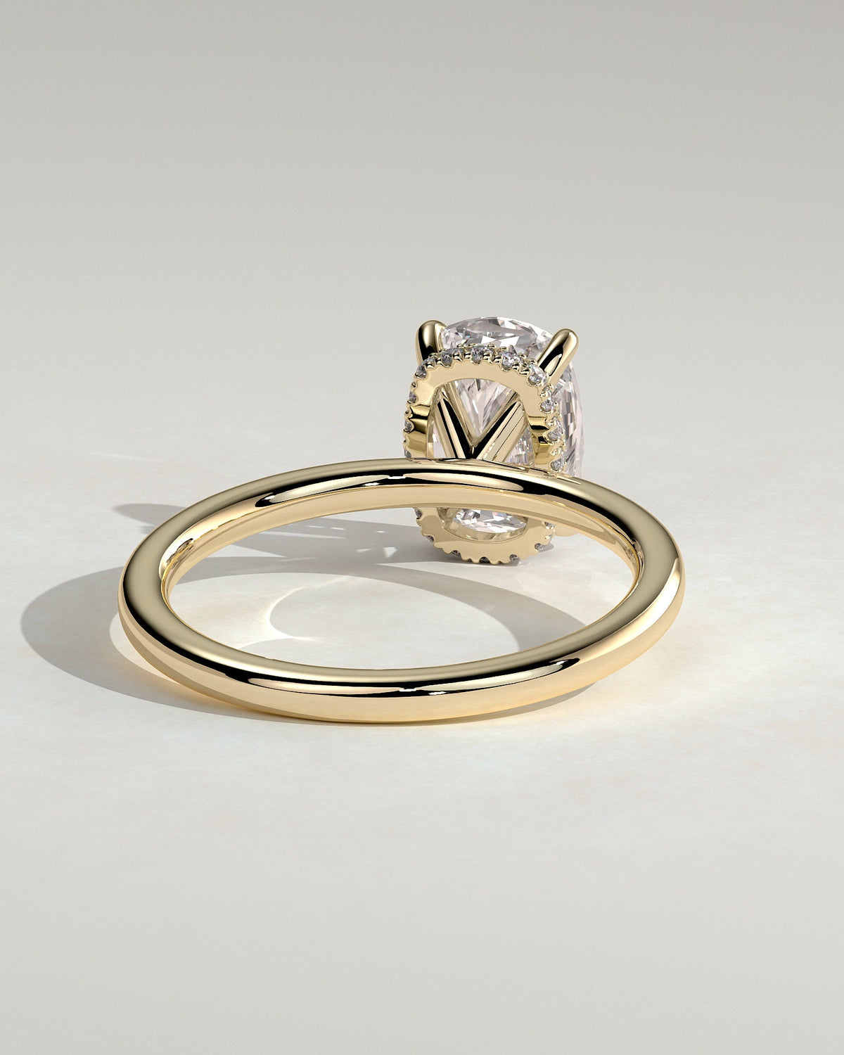 Elongated Cushion Hidden Halo Lab Grown Diamond Engagement Ring