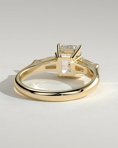 Emerald Three Stones Lab Grown Diamond Engagement Ring