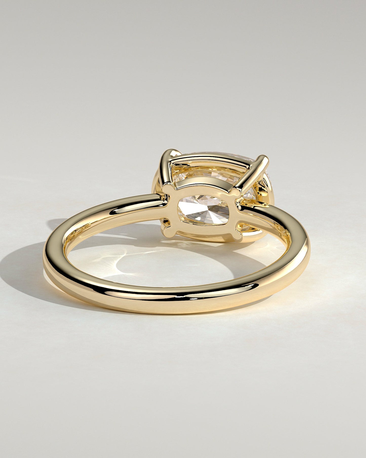 Elongated Cushion East West Solitaire Lab Grown Diamond Engagement Ring