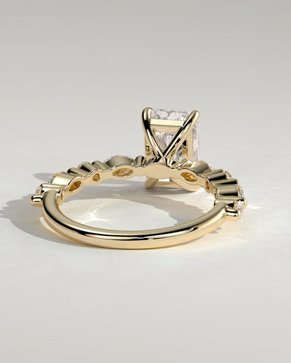 Radiant Alternating Pave Lab Grown Diamond Engagement Ring