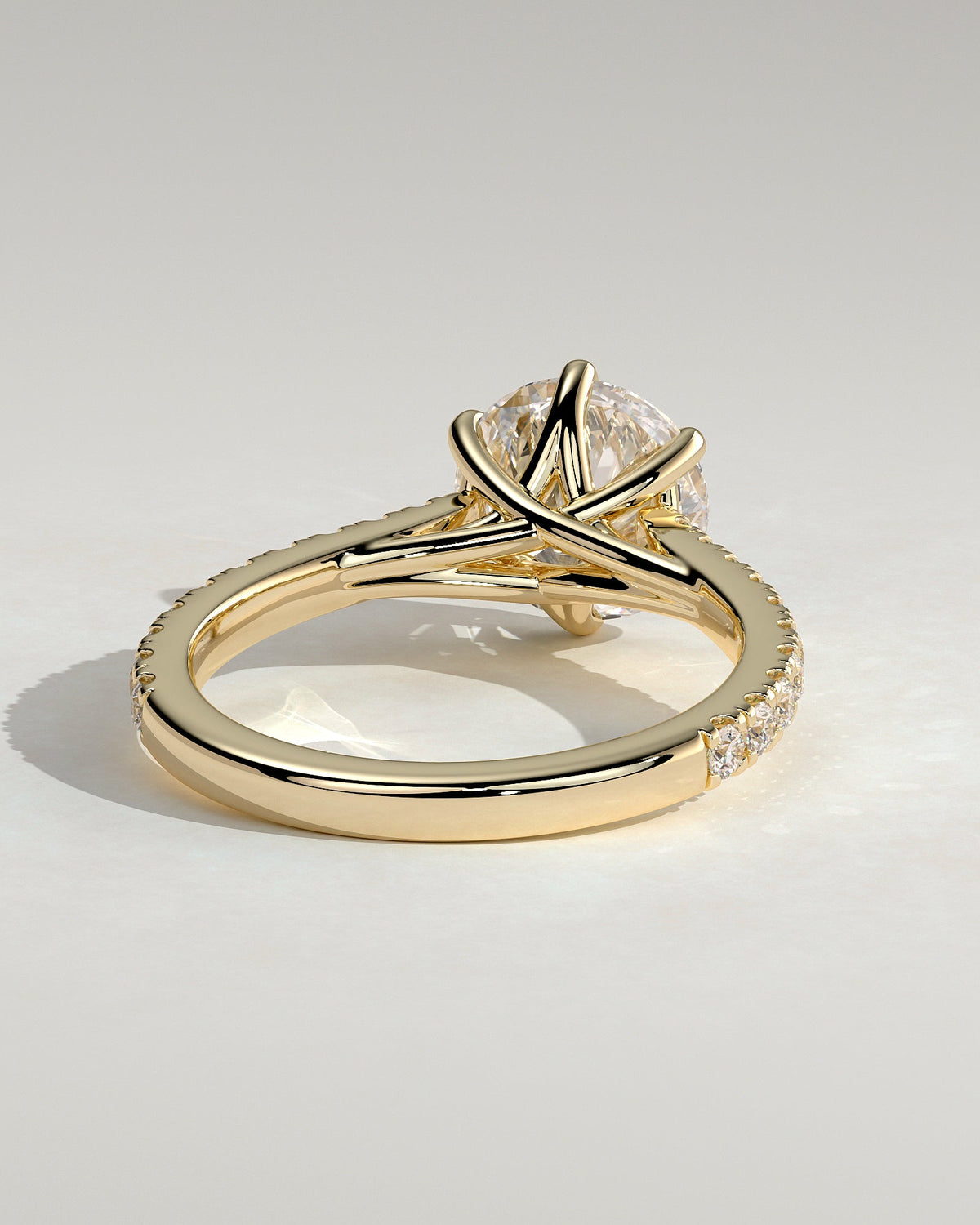 Round Pave & Cathedral Lab Grown Diamond Engagement Ring