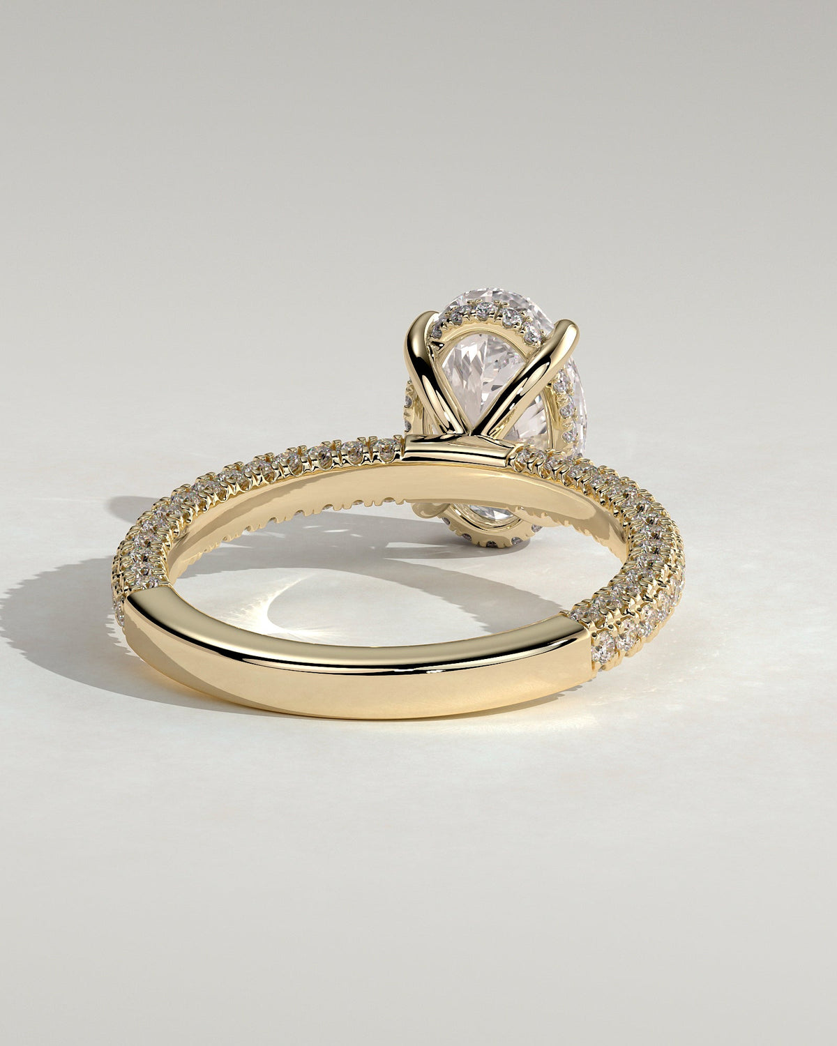 Oval Hiddne Halo and Triple Pave Lab Grown Diamond Engagement Ring