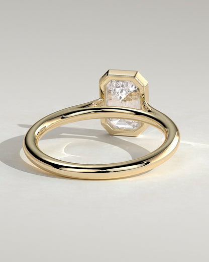 Emerald Bezel Solitaire  Lab Grown Diamond Engagement Ring